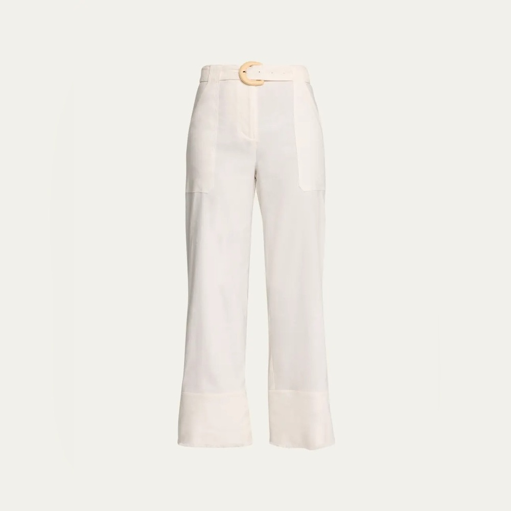 NWT JONATHAN SIMKHAI Belted Crop Wide Leg Pants Linen Size 4